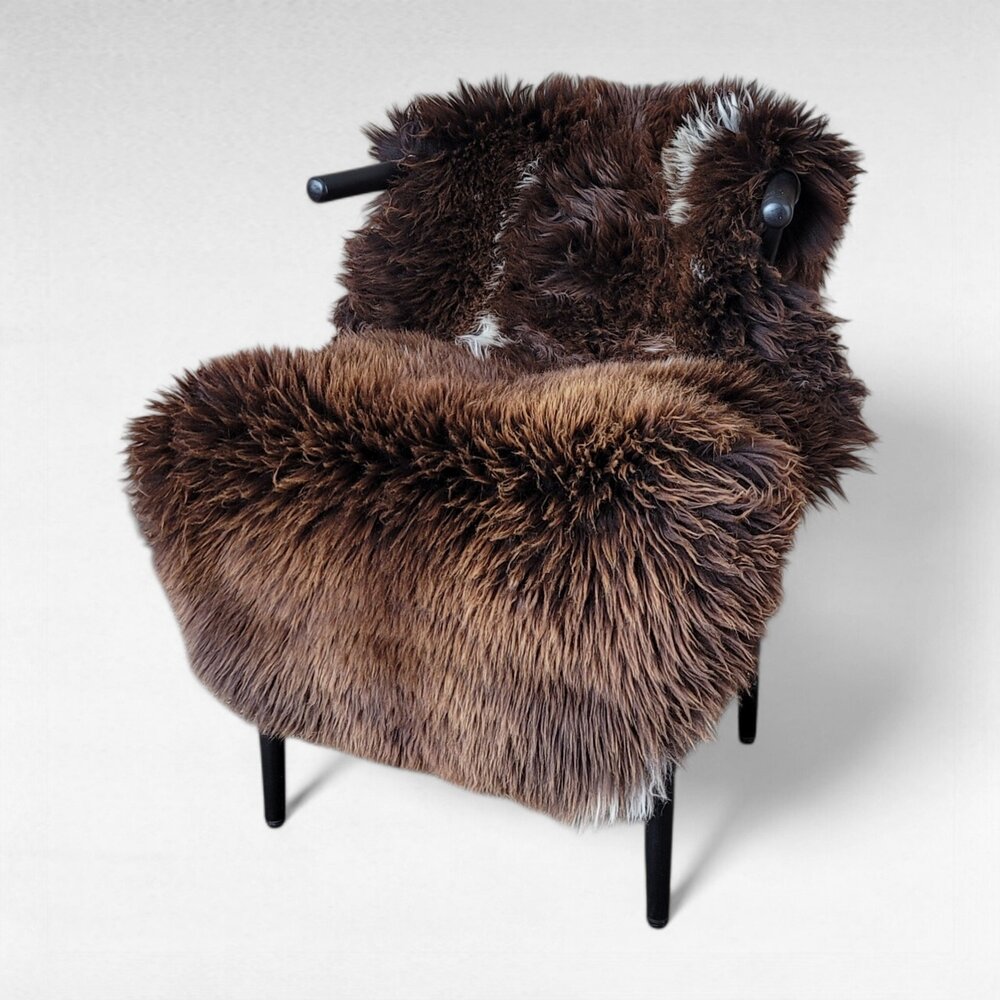 Perfect Shape Natural Spotted  Dutch Sheepskin Rug 48" x 27"